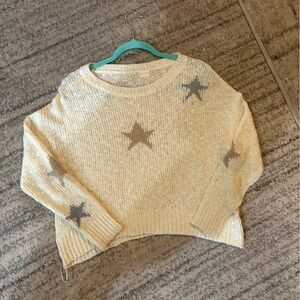 Altar'd State Cream and Gray Sweater with Star Pattern